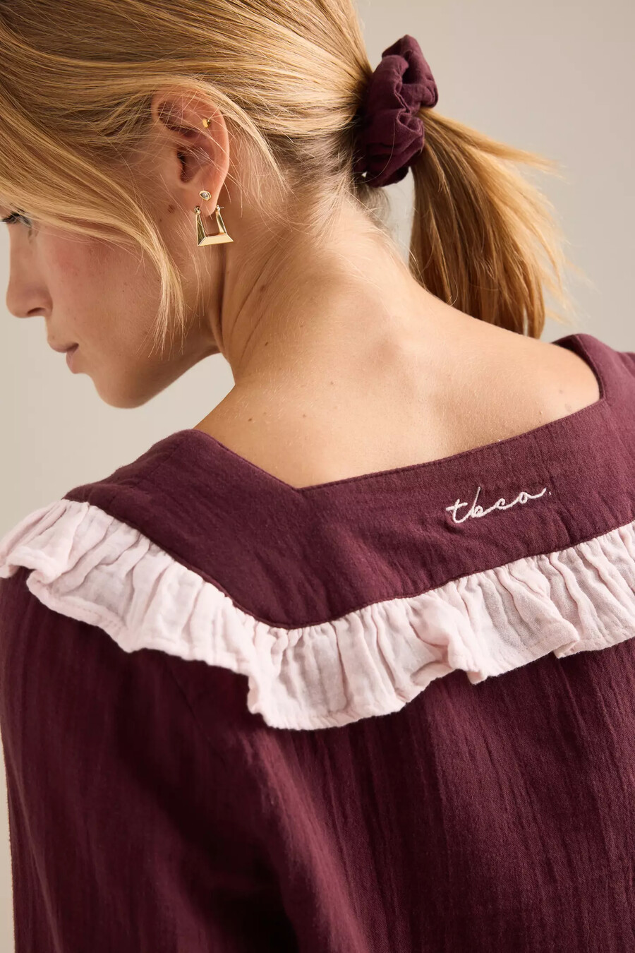 set pigiama tbco in cotone con volant lungo
