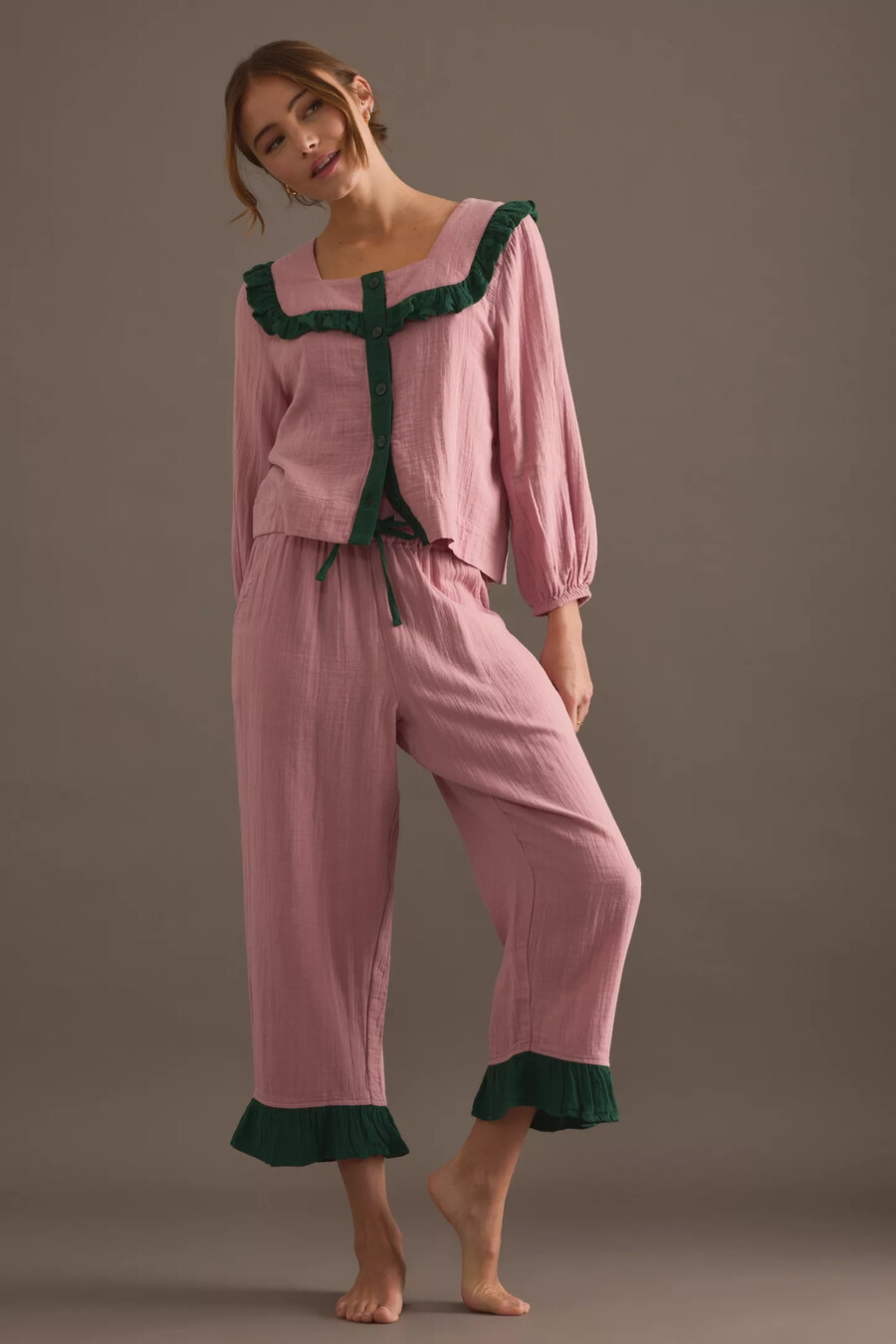 pigiama con volant rosa tbco