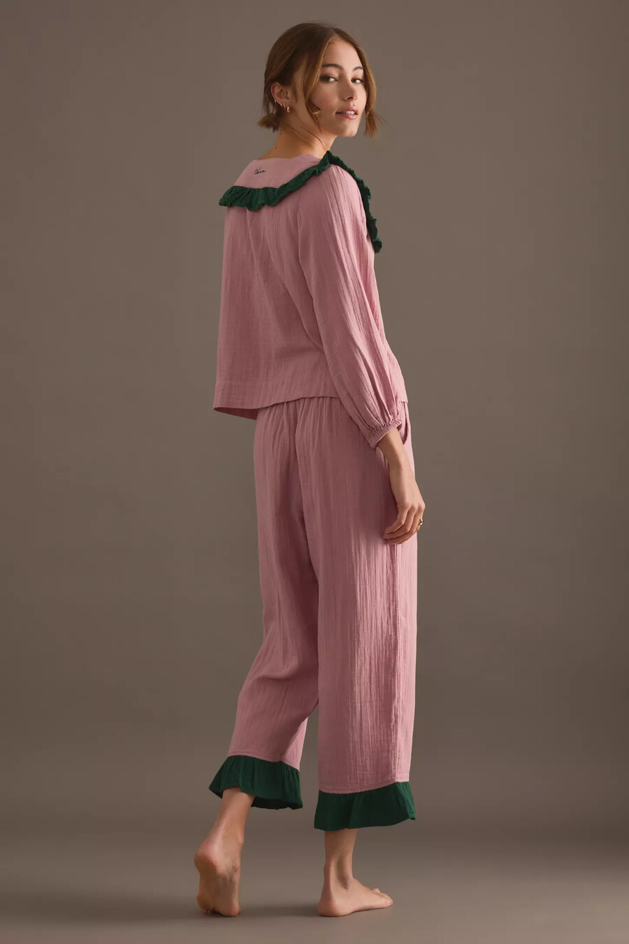 pigiama con volant rosa tbco