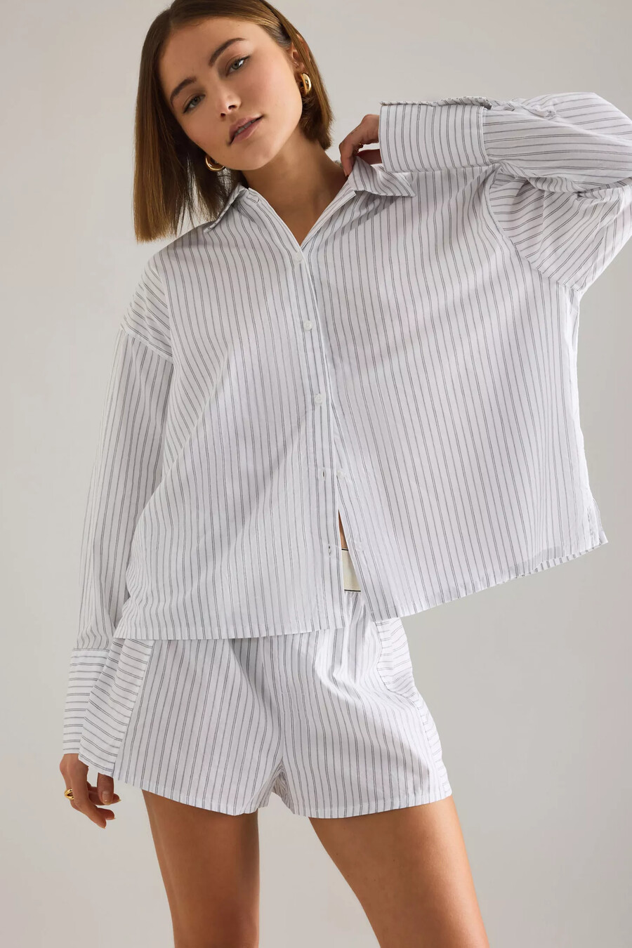 camicia in popeline a righe calvin klein