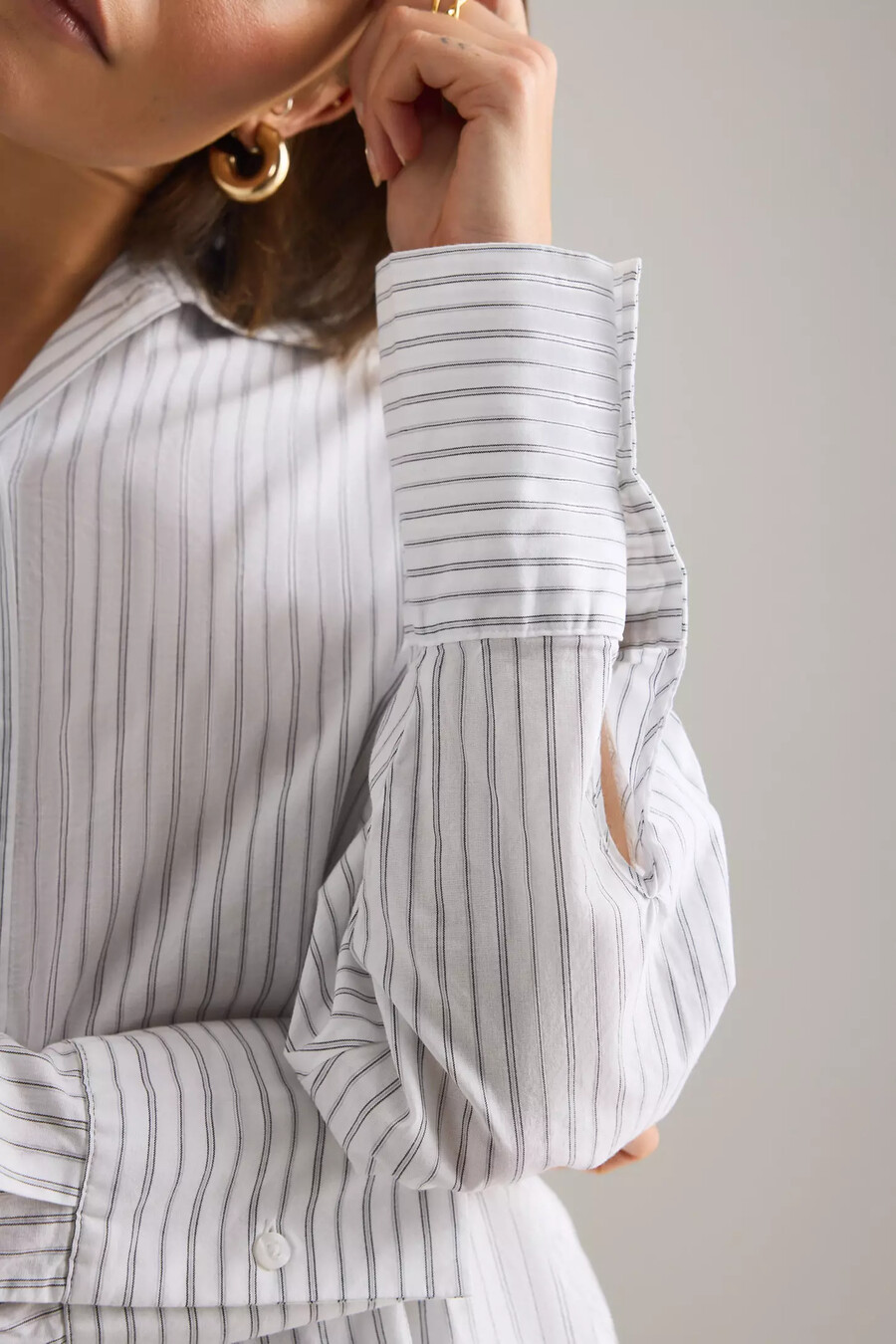 camicia in popeline a righe calvin klein