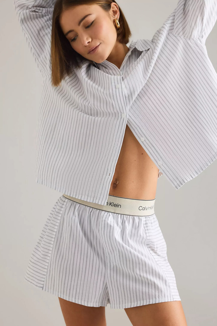 pantaloncini in popeline a righe calvin klein