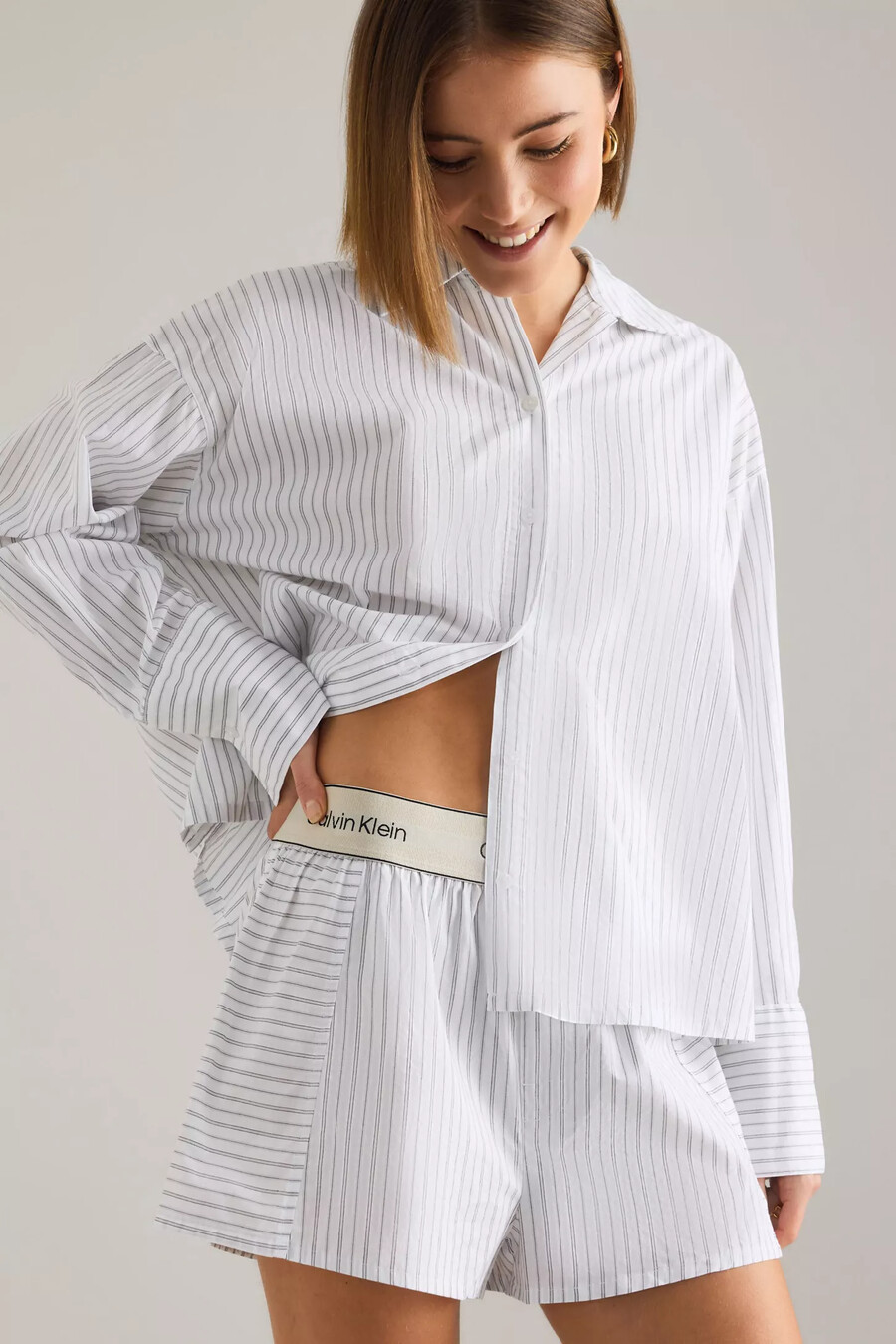 pantaloncini in popeline a righe calvin klein