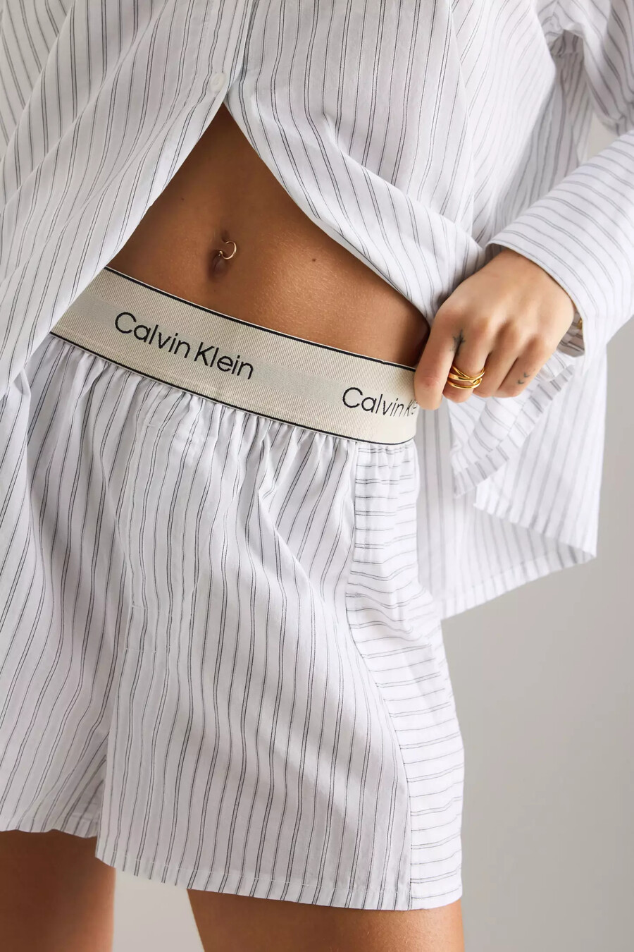 pantaloncini in popeline a righe calvin klein