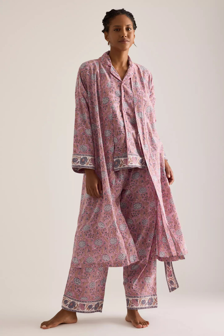 vestaglia dilli grey con stampa a blocchi