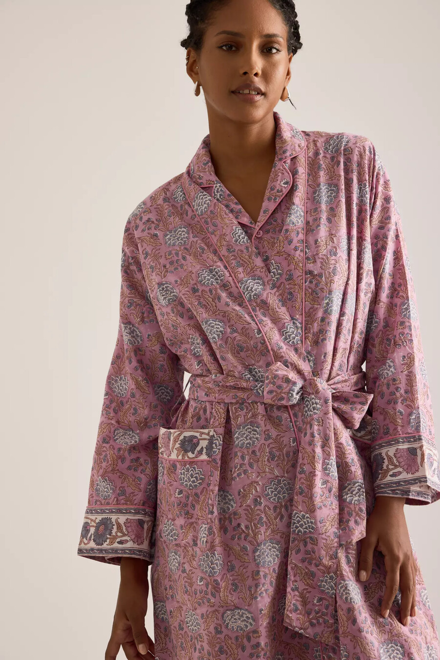 vestaglia dilli grey con stampa a blocchi