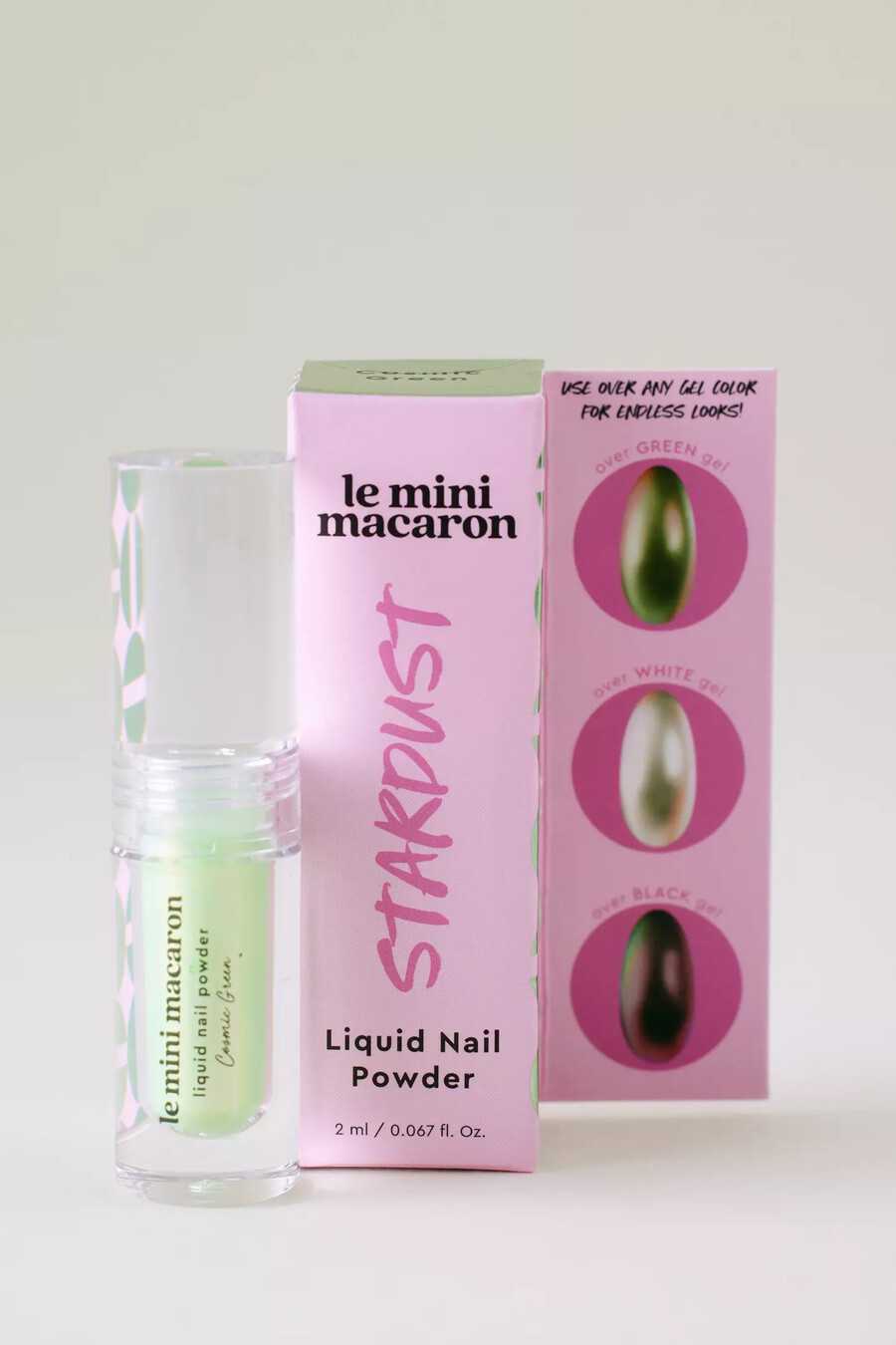 le mini macaron cosmic green liquid nail powder