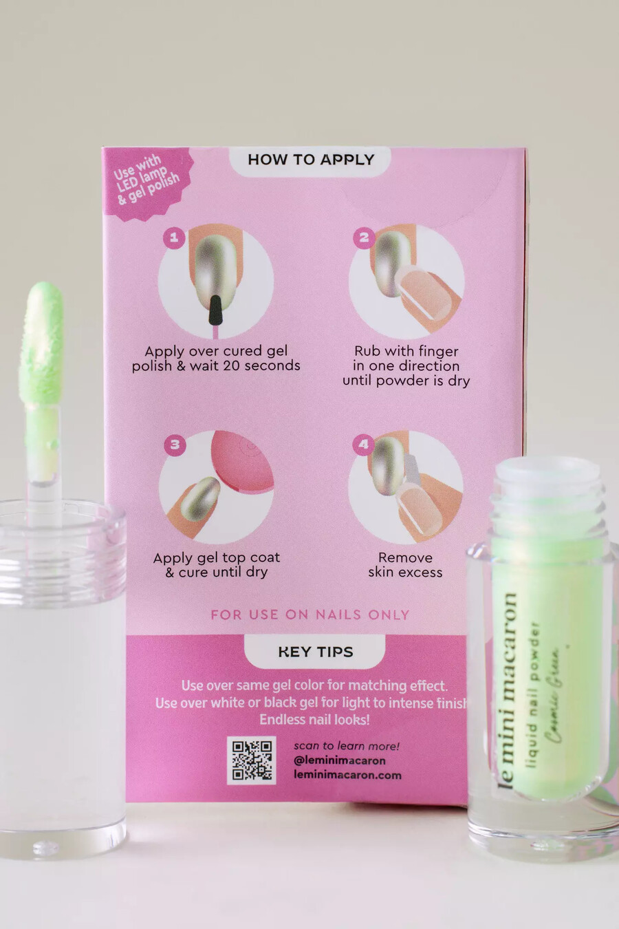le mini macaron cosmic green liquid nail powder