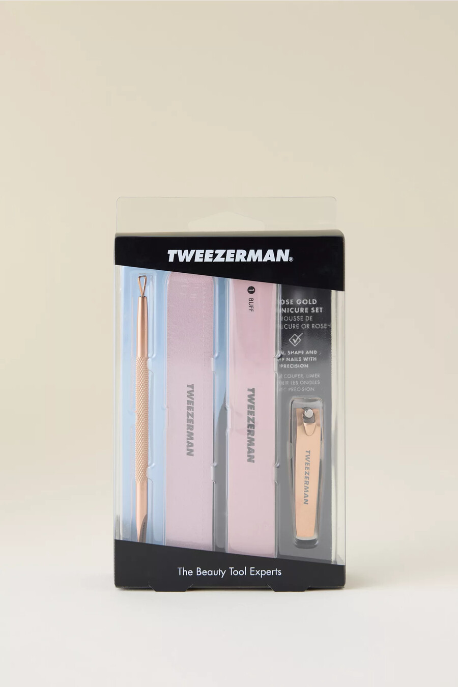 set manicure tweezerman in oro rosa