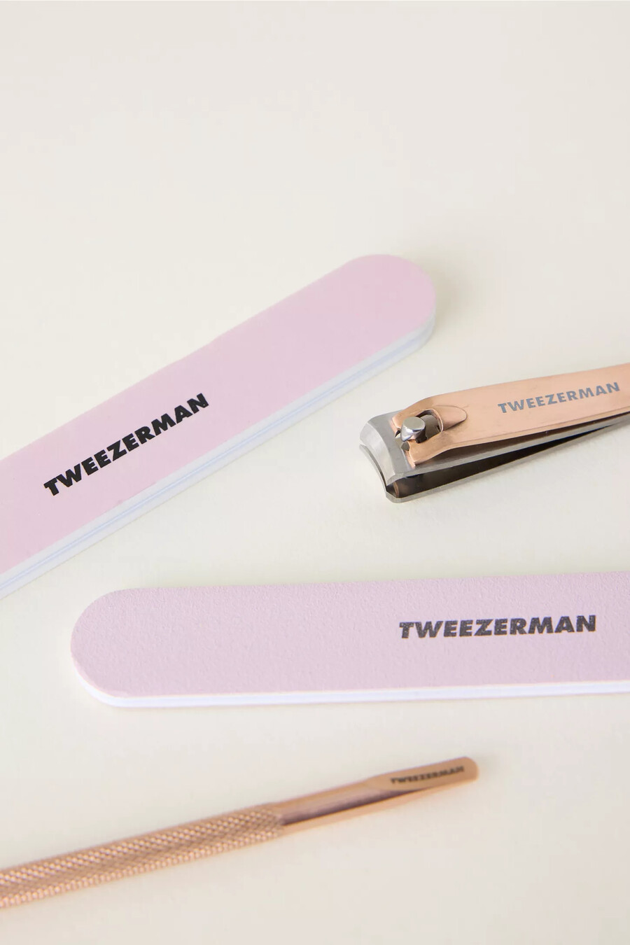 set manicure tweezerman in oro rosa