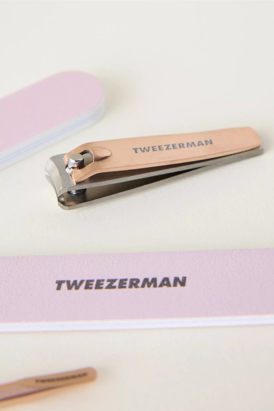 set manicure tweezerman in oro rosa