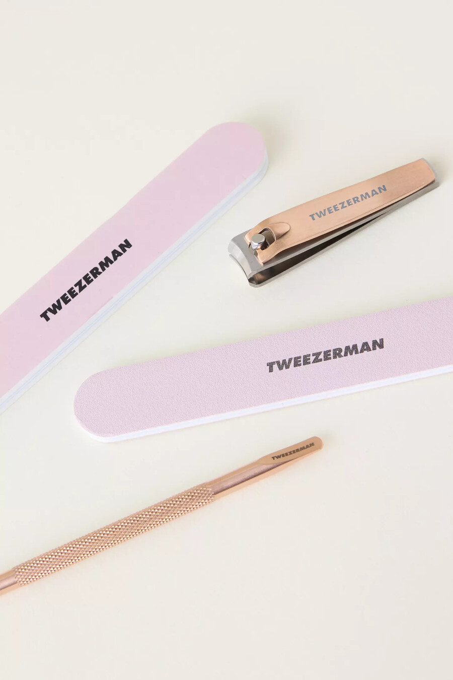set manicure tweezerman in oro rosa