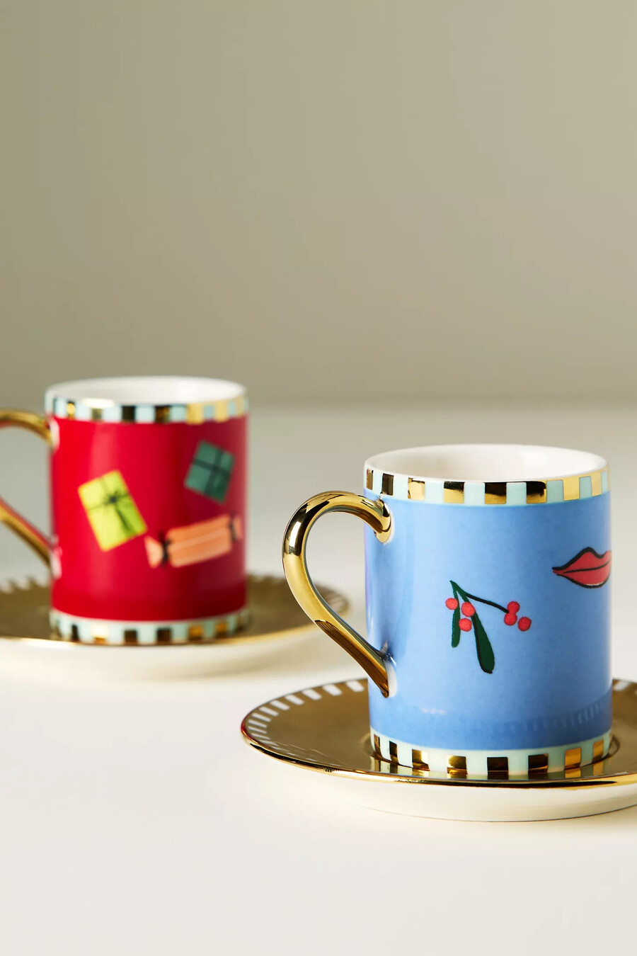tazzina da caffè e piattino per le feste in gres caroline