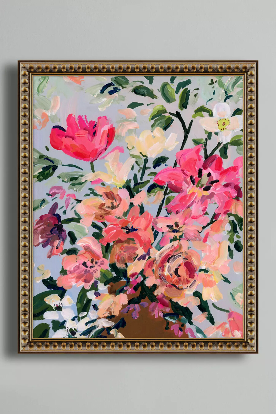 fiori rosa in vaso di terracotta di kt smail wall art