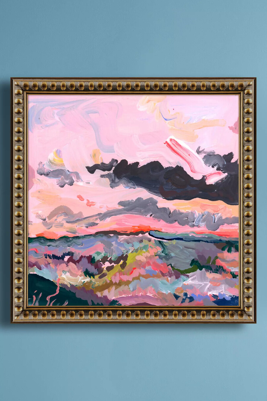 sole arancione nel cielo rosa di kt smail wall art