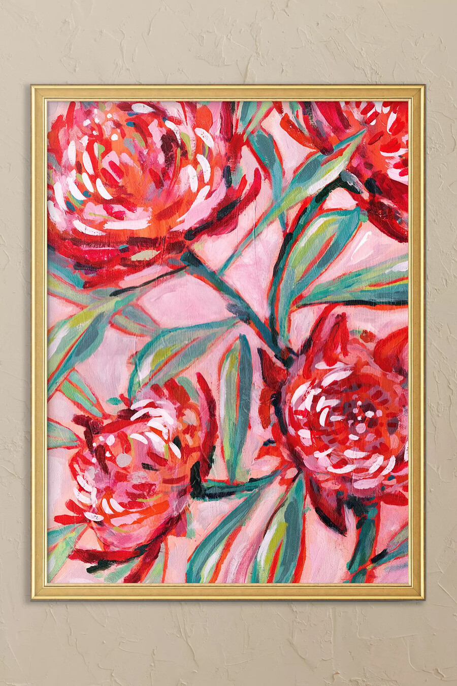 dipinto waratah con cornice artistica da parete