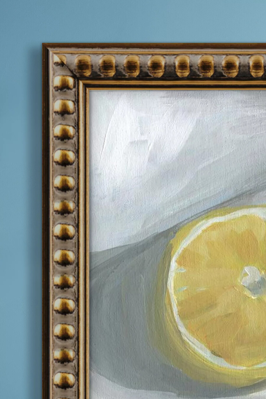 decorazione murale con cornice a forma di limone a fette