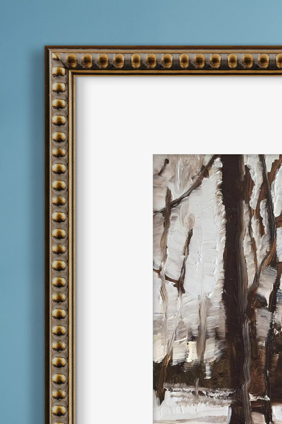 arte murale con cornice della foresta invernale
