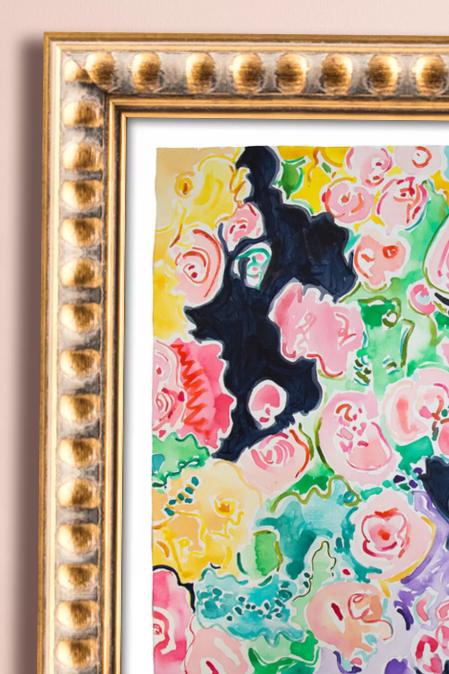 decorazione murale con coriandoli floreali