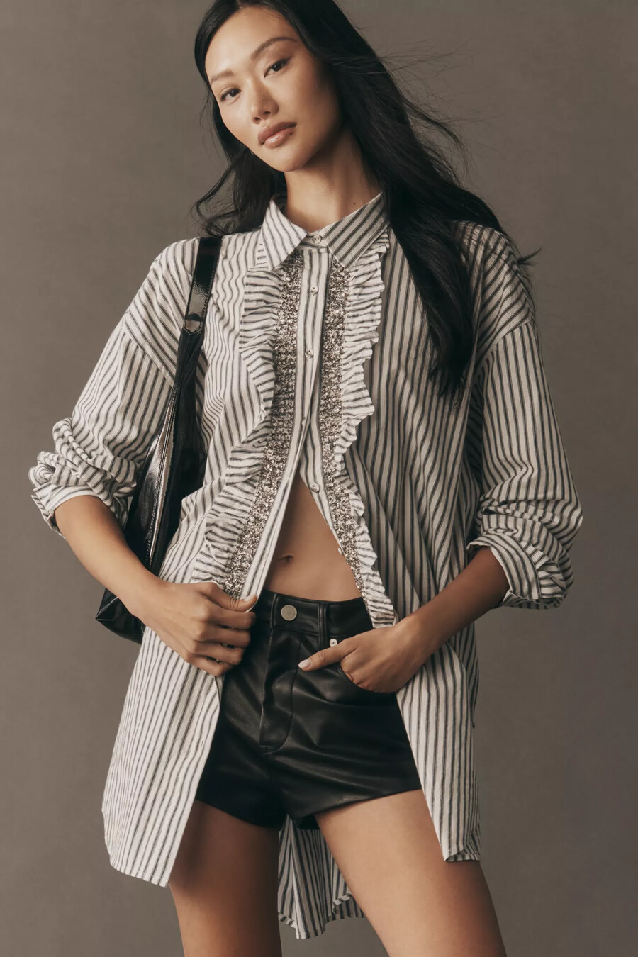 camicia abbottonata rilassata con cristalli pilcro
