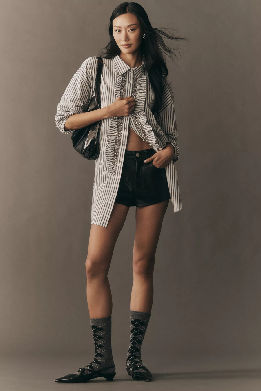 camicia abbottonata rilassata con cristalli pilcro