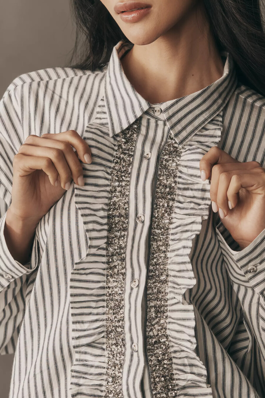 camicia abbottonata rilassata con cristalli pilcro