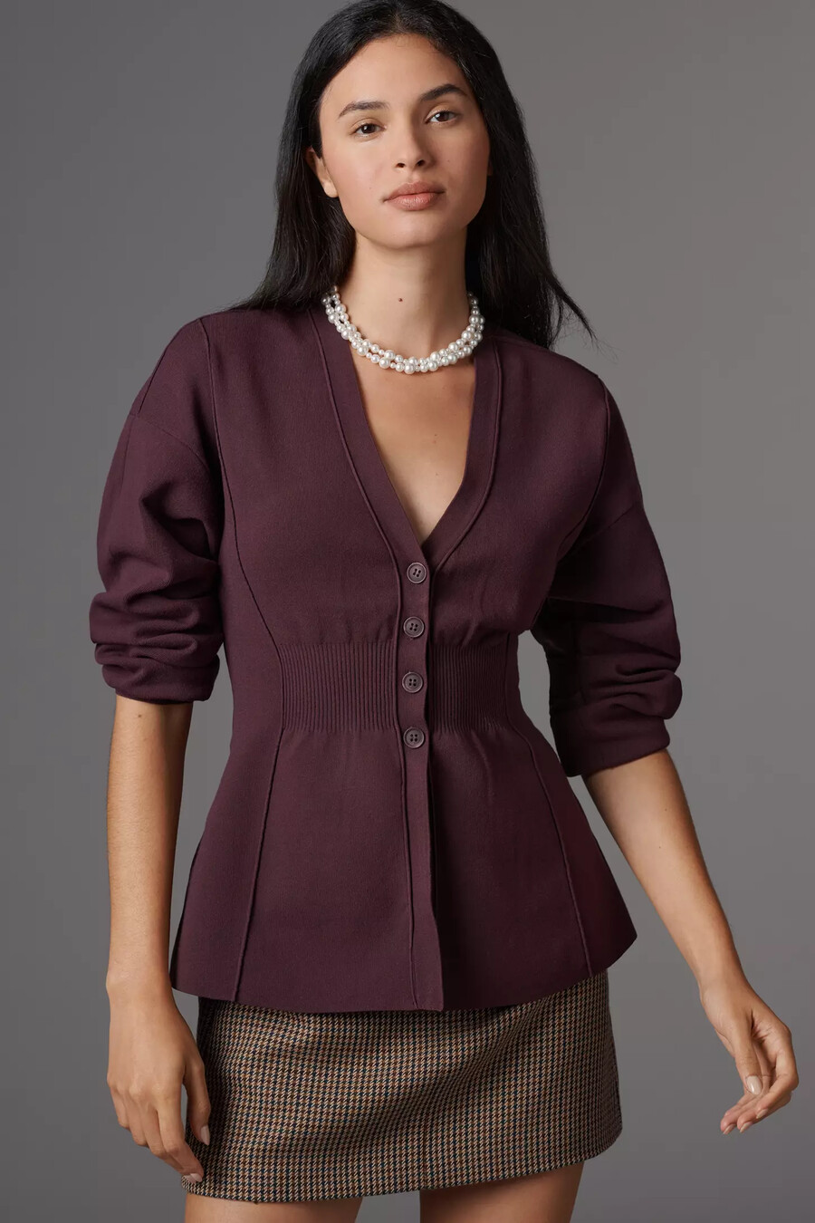 cardigan con maniche a sbuffo e vita alta maeve