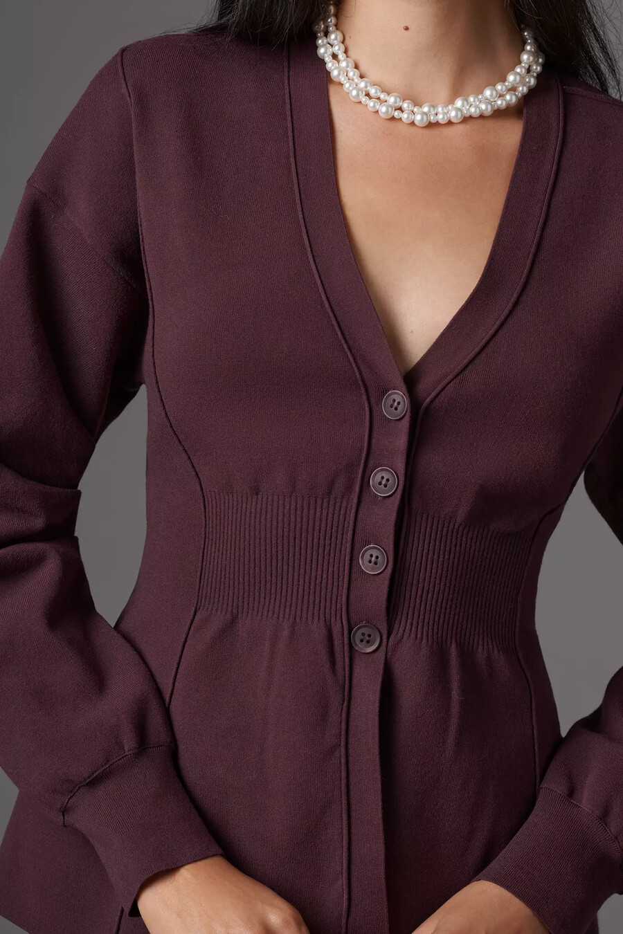 cardigan con maniche a sbuffo e vita alta maeve