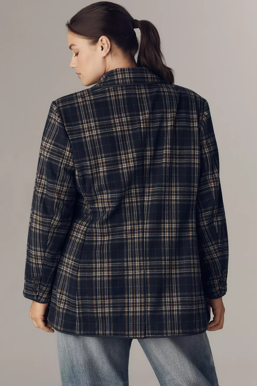 blazer scozzese doppiopetto in maglia avec les filles