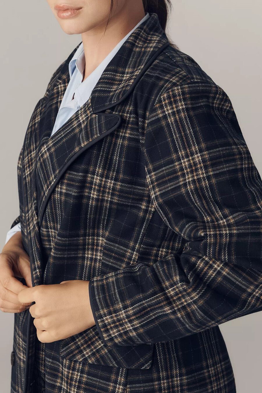 blazer scozzese doppiopetto in maglia avec les filles