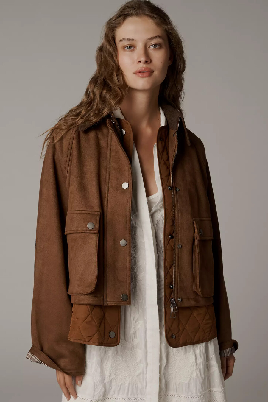 giacca twofer in finta pelle scamosciata di anthropologie