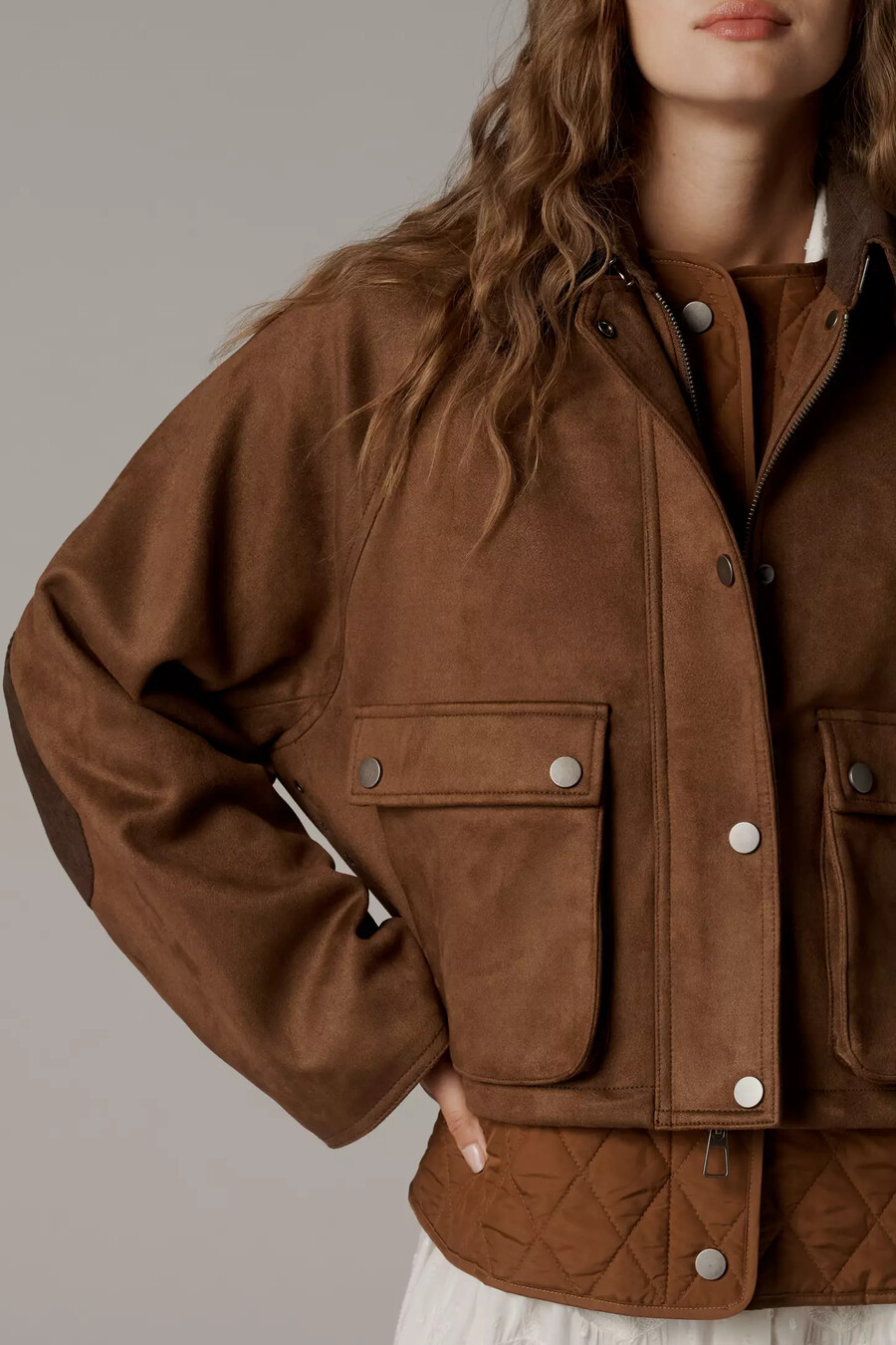 giacca twofer in finta pelle scamosciata di anthropologie