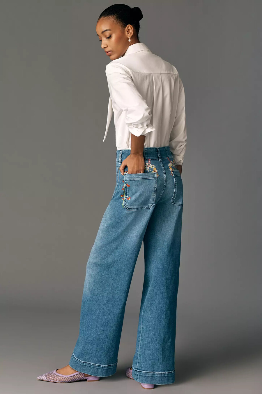 jeans colette a gamba larga e lunghezza intera di maeve edizione tascabile ricamata