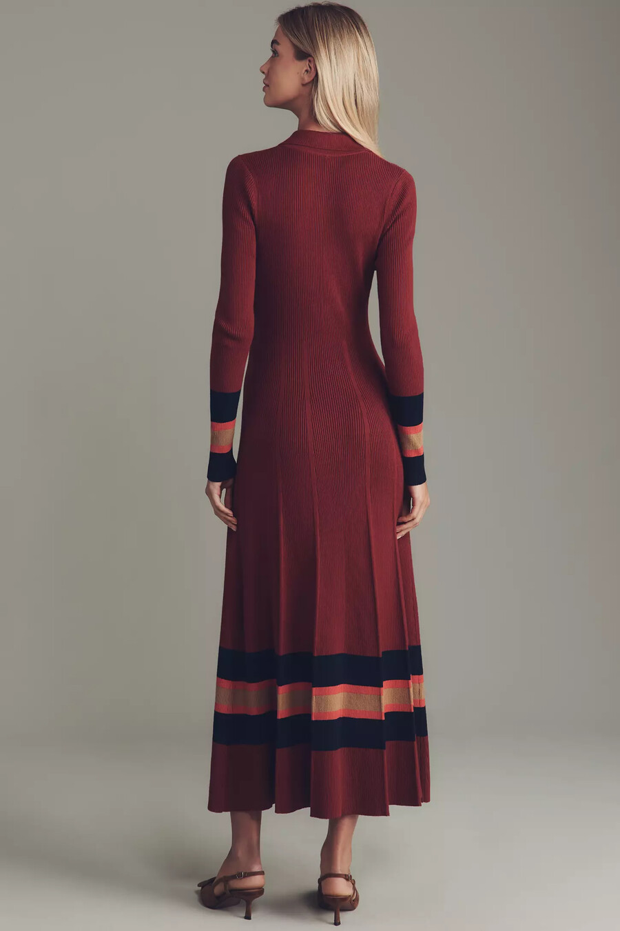abito midi in maglia a maniche lunghe plissettato maeve