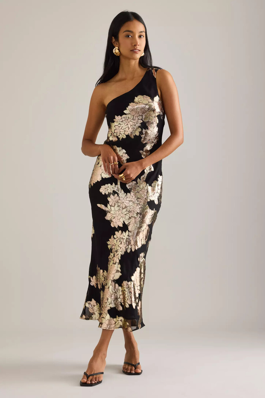 abito sottoveste midi in jacquard monospalla lily