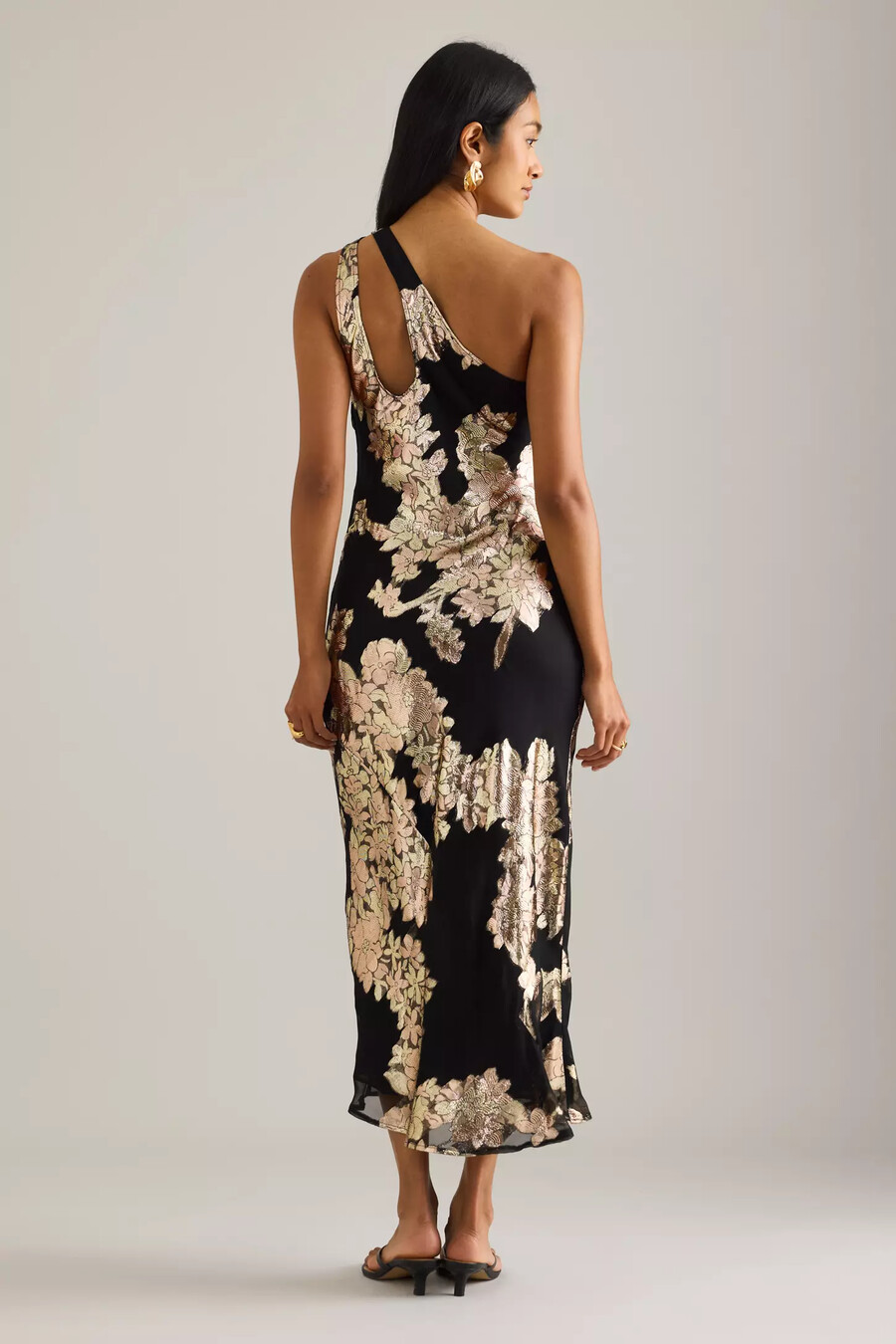 abito sottoveste midi in jacquard monospalla lily