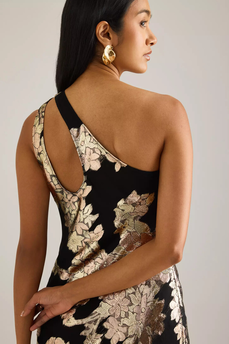 abito sottoveste midi in jacquard monospalla lily