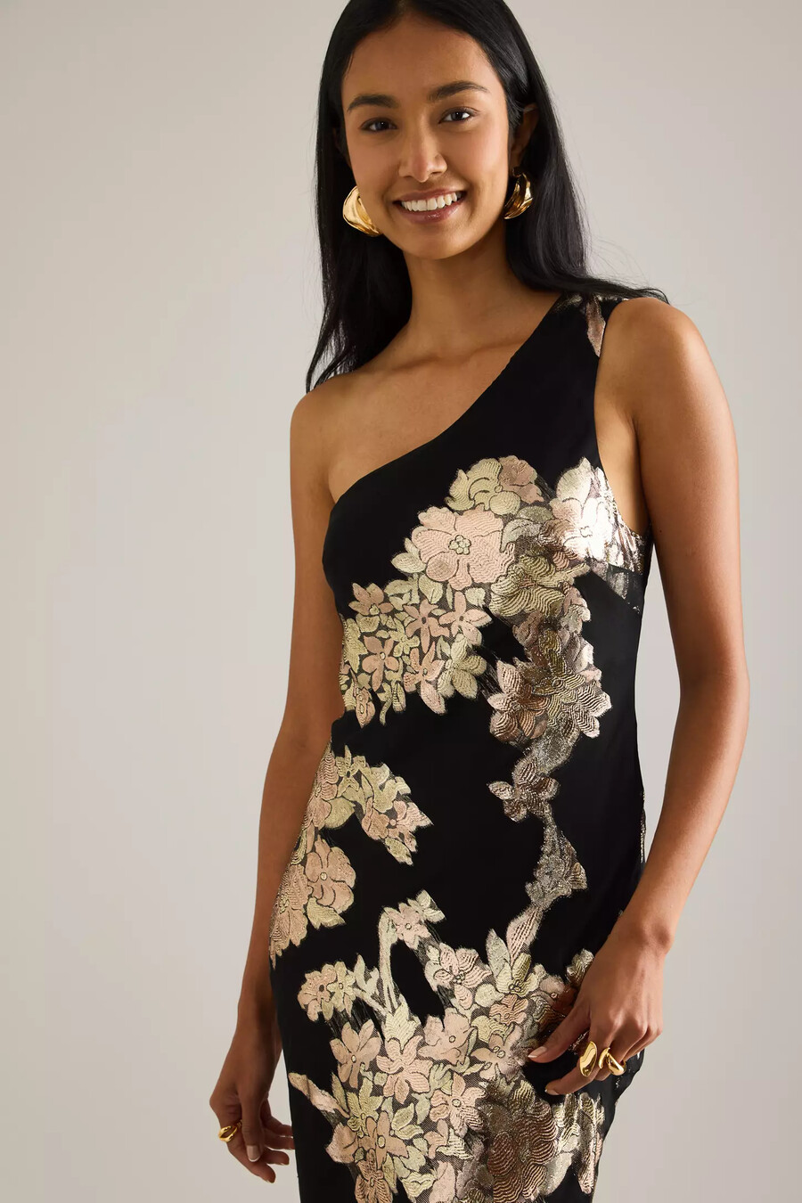 abito sottoveste midi in jacquard monospalla lily