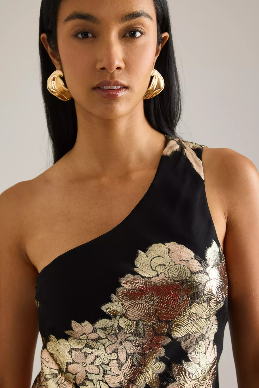 abito sottoveste midi in jacquard monospalla lily