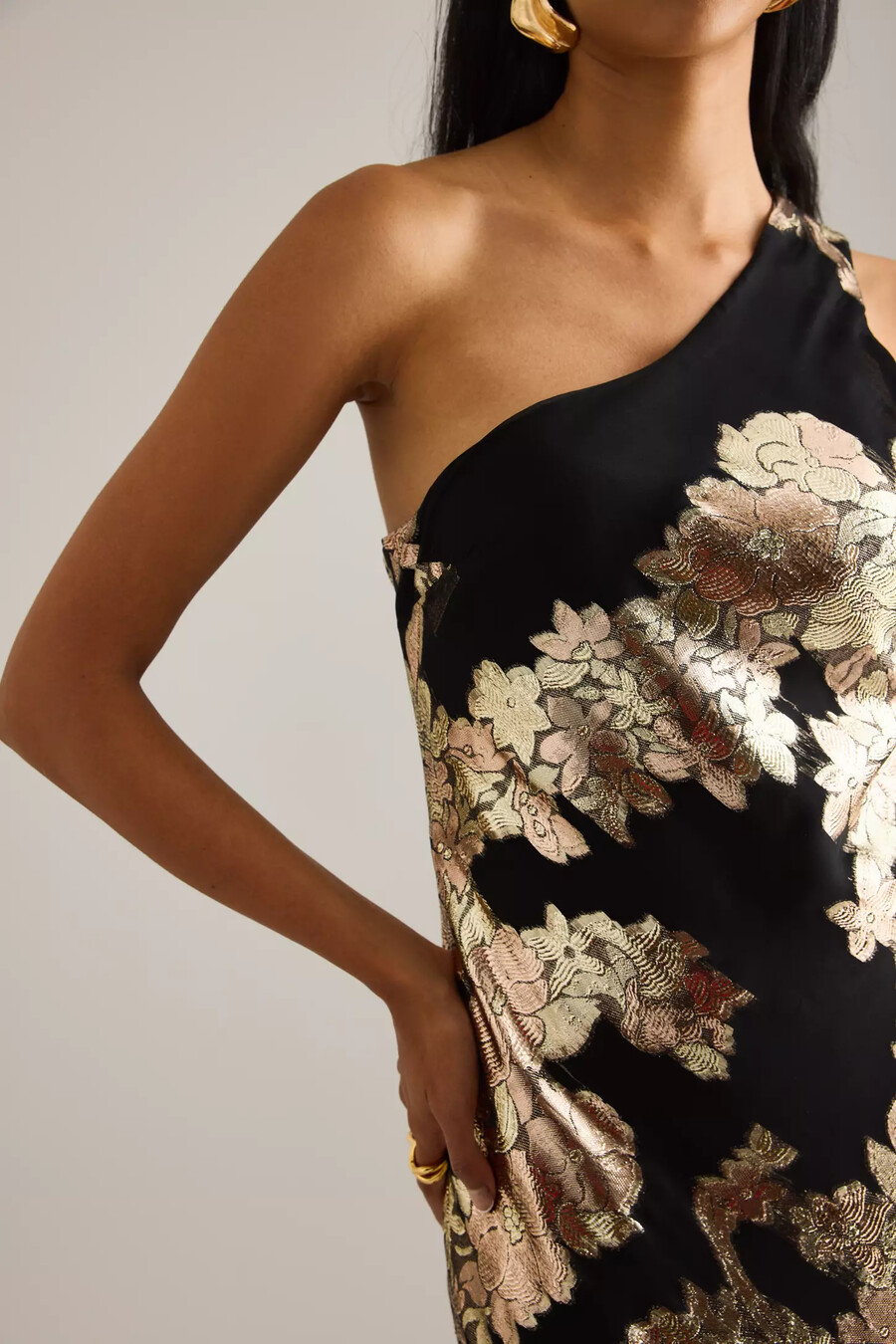 abito sottoveste midi in jacquard monospalla lily
