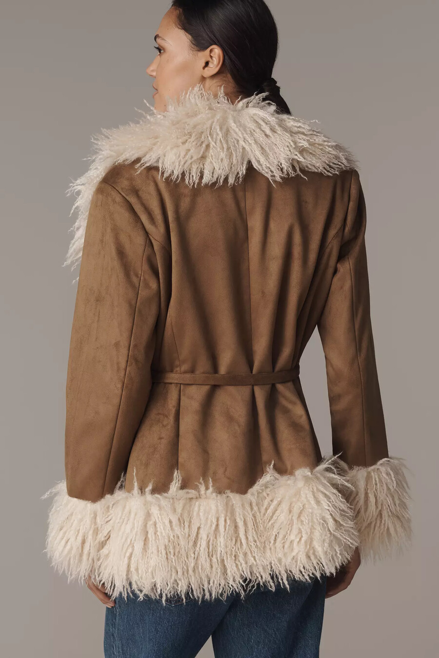 cappotto in pelliccia sintetica con cintura maeve