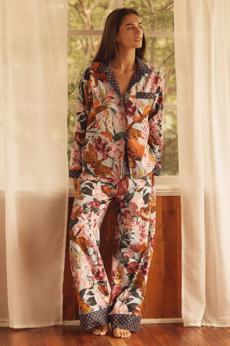camicia da pigiama in flanella a maniche lunghe lyrebird