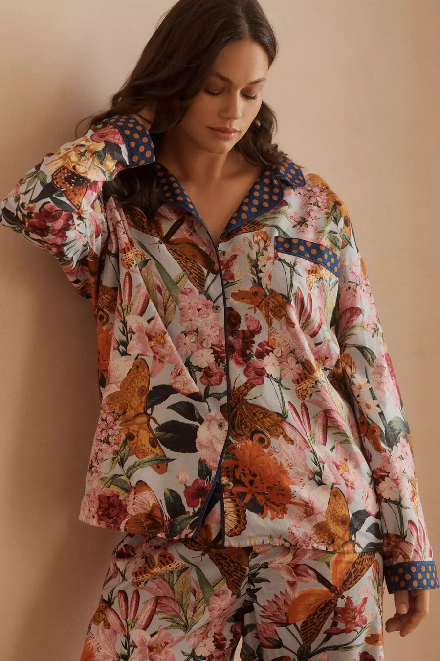 camicia da pigiama in flanella a maniche lunghe lyrebird