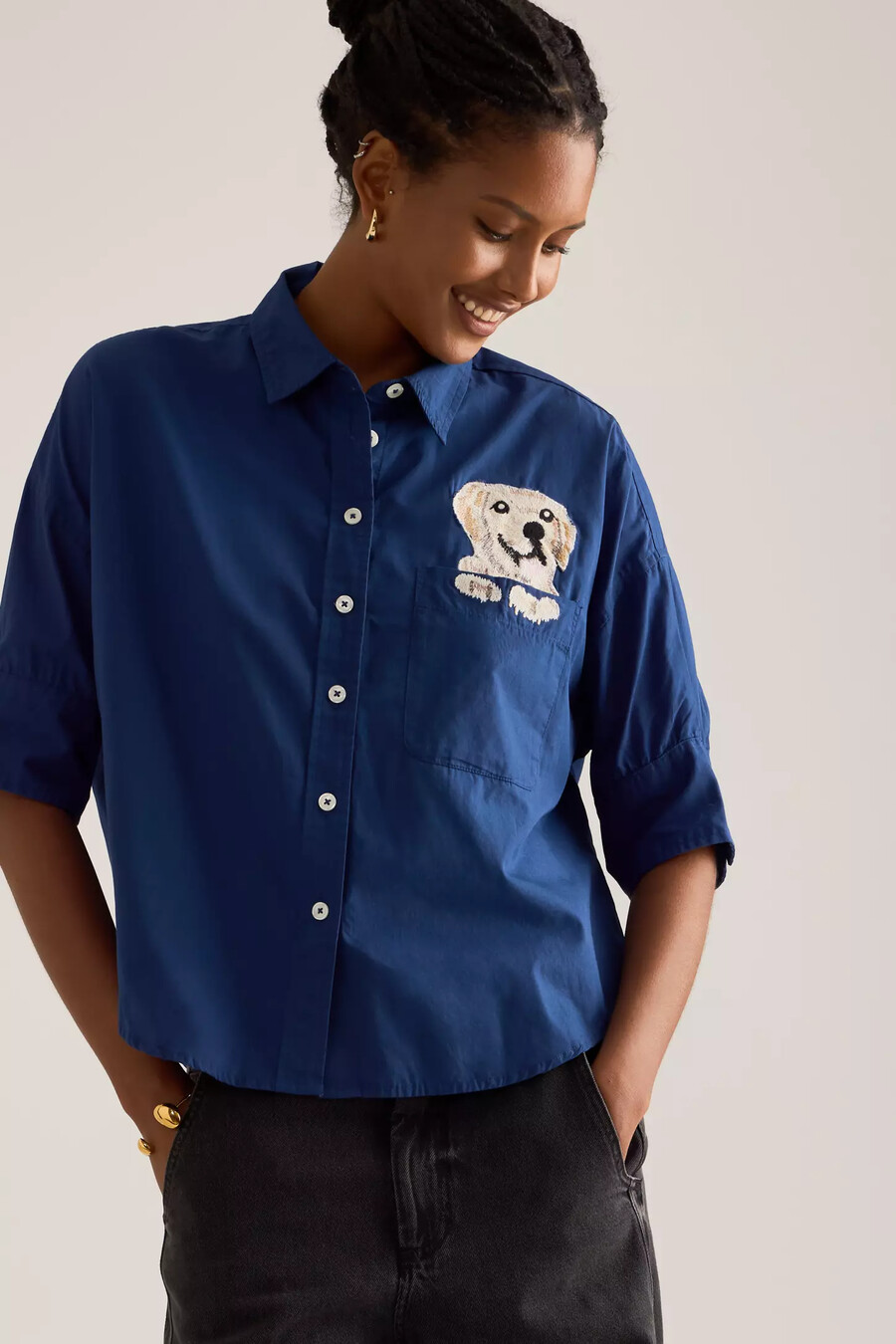 camicia con bottoni e tasca ricamata maeve