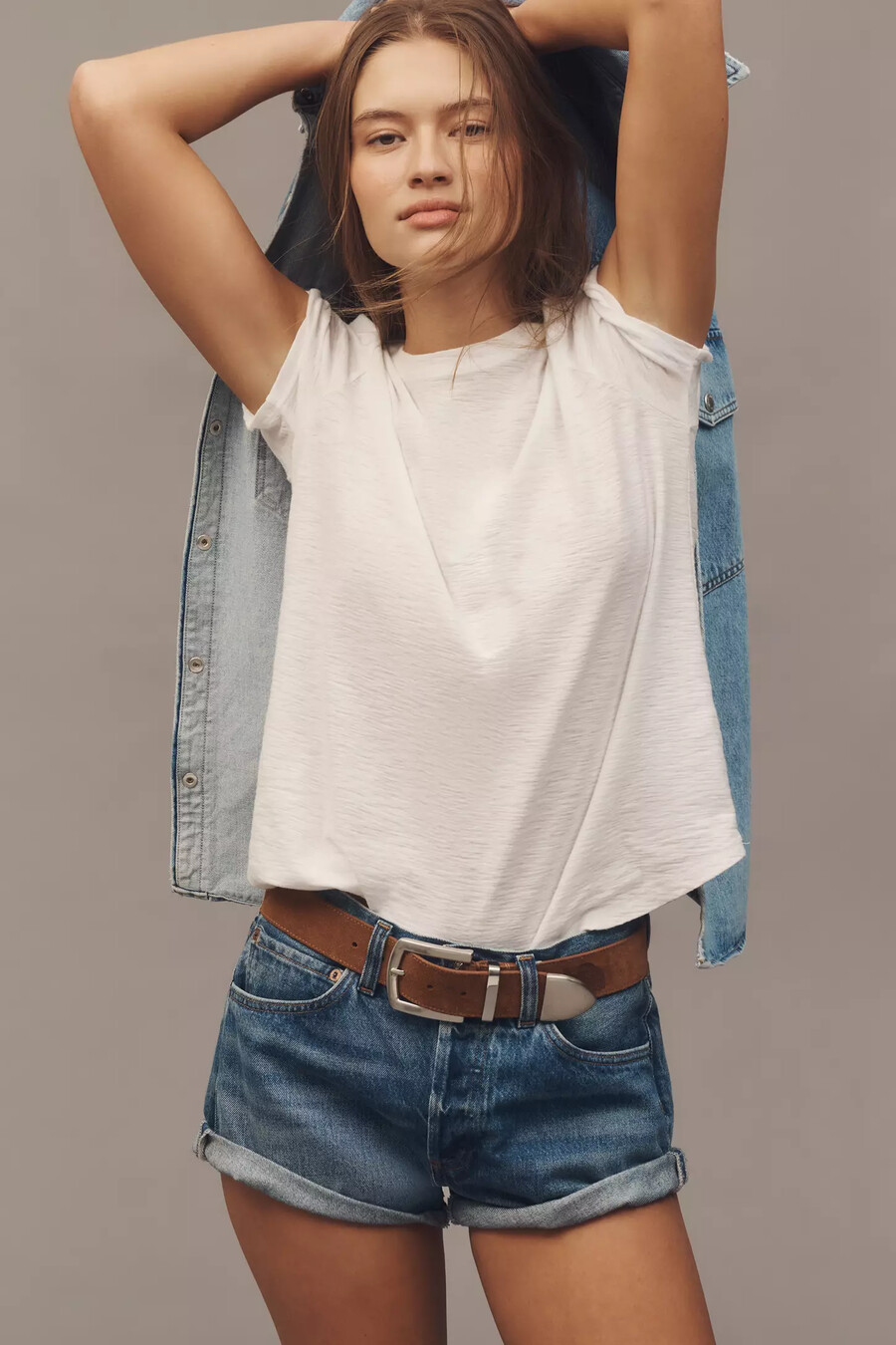 la maglietta bennie slim crew neck in cotone fiammato di pilcro
