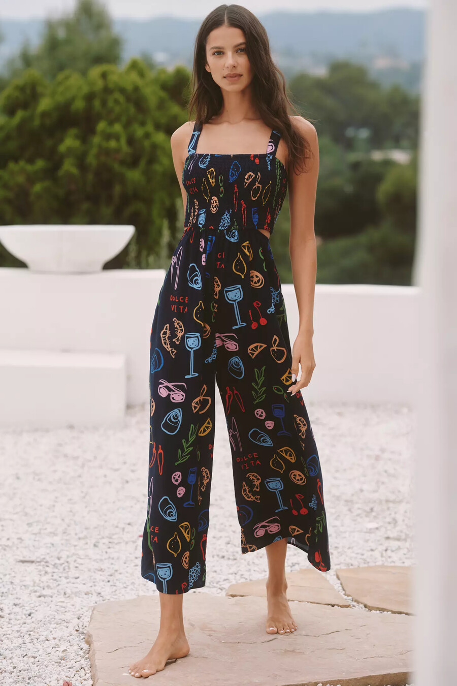 tuta jordan nickson con scollo quadrato e arricciature