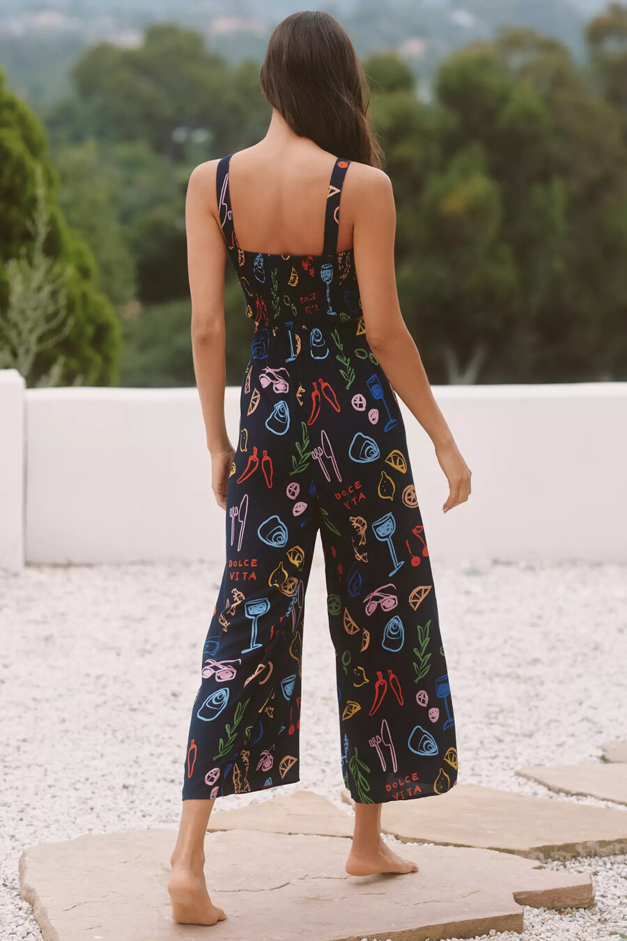 tuta jordan nickson con scollo quadrato e arricciature