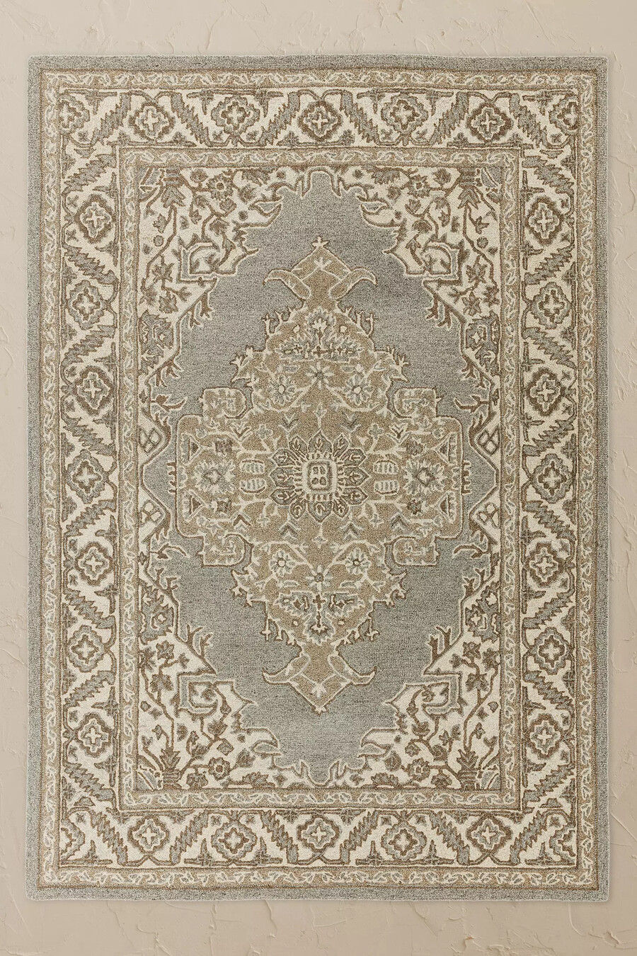 tappeto persiano bronte in lana beige naturale annodato a mano