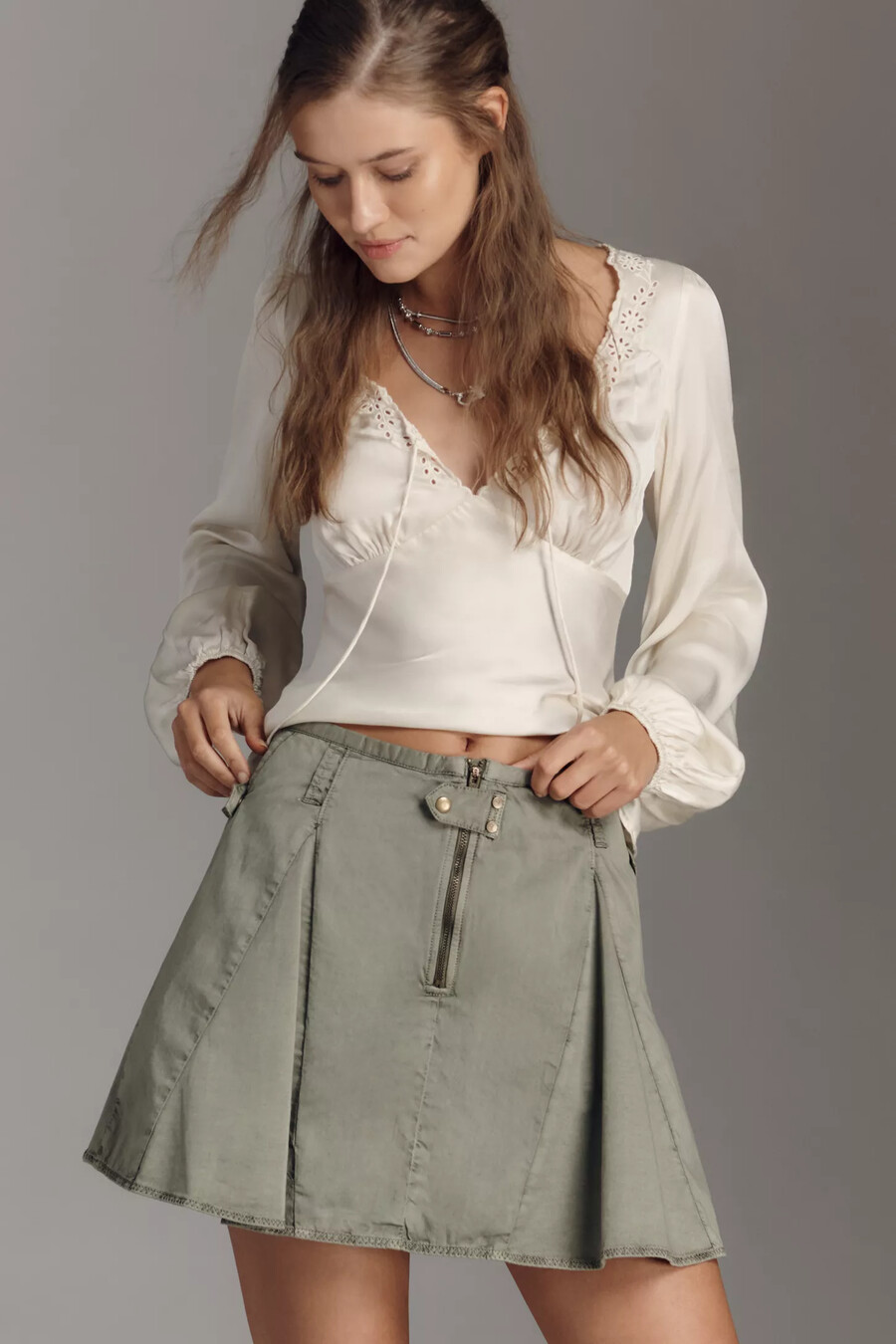 gonna-pantalone utility plissettata pilcro