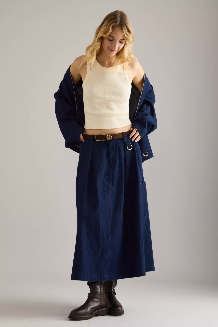 gonna midi in denim saima di barbour